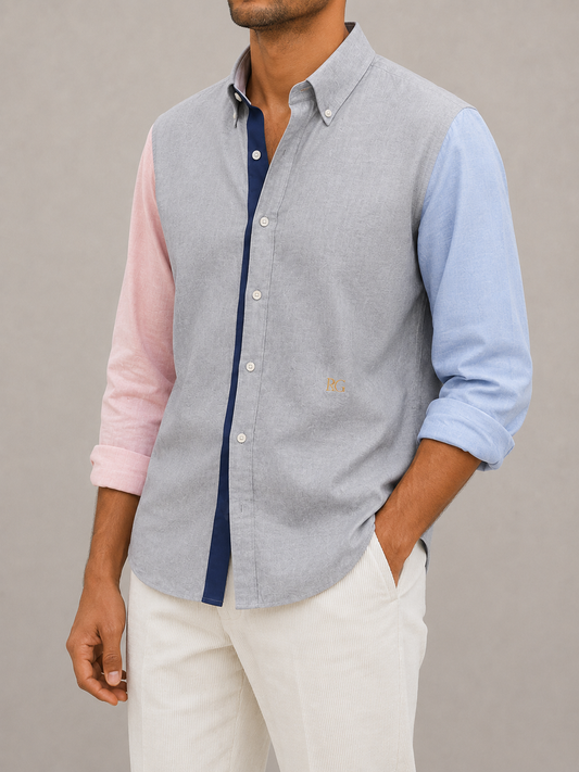 Monaco Color-Block Linen Shirt