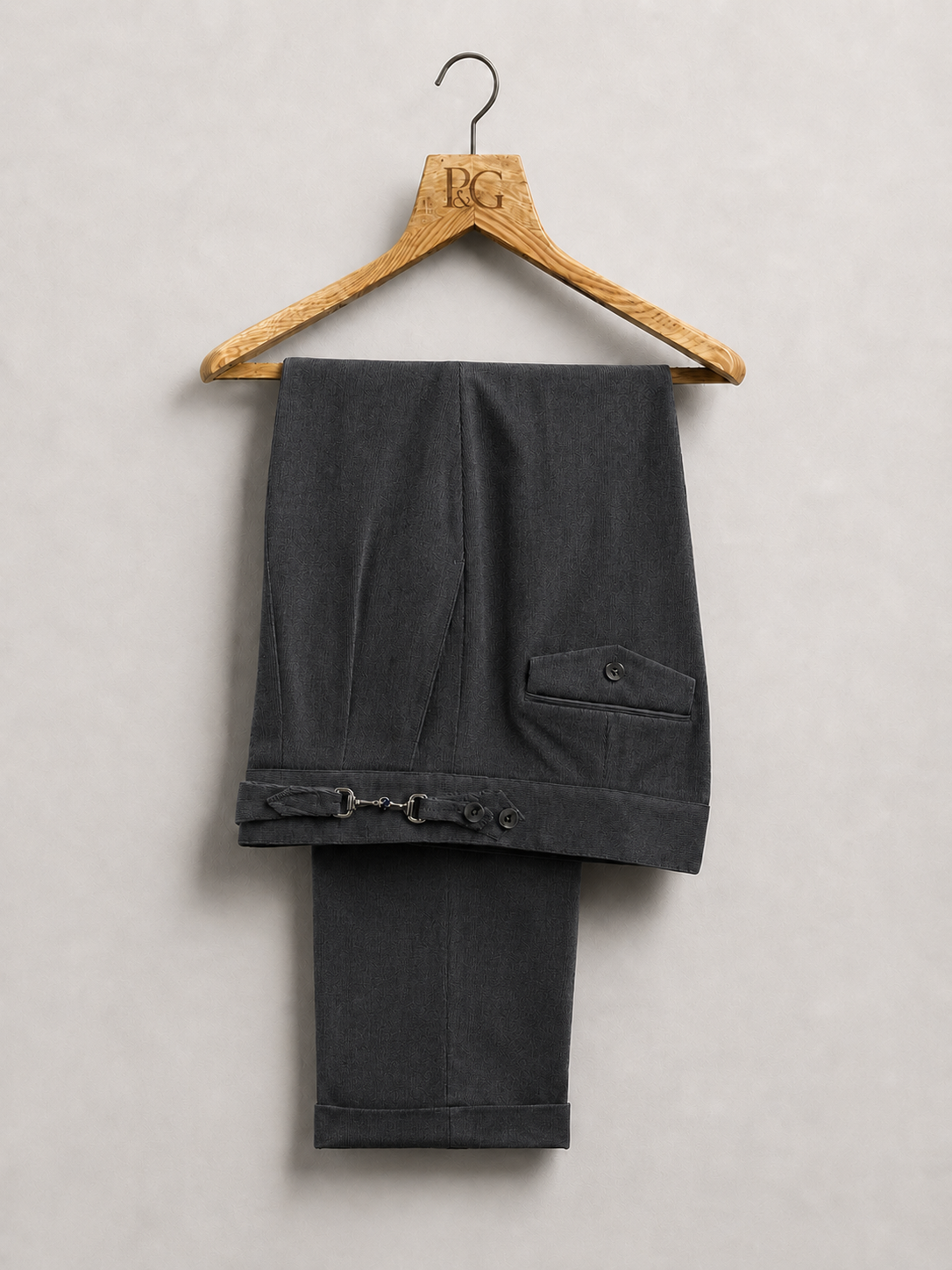 Dark Grey Buckle Gurkha Trousers