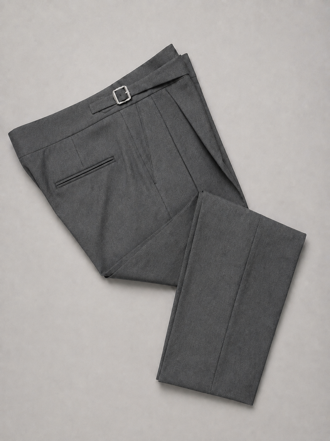 Steel Grey Double Buckle Gurkha Trousers