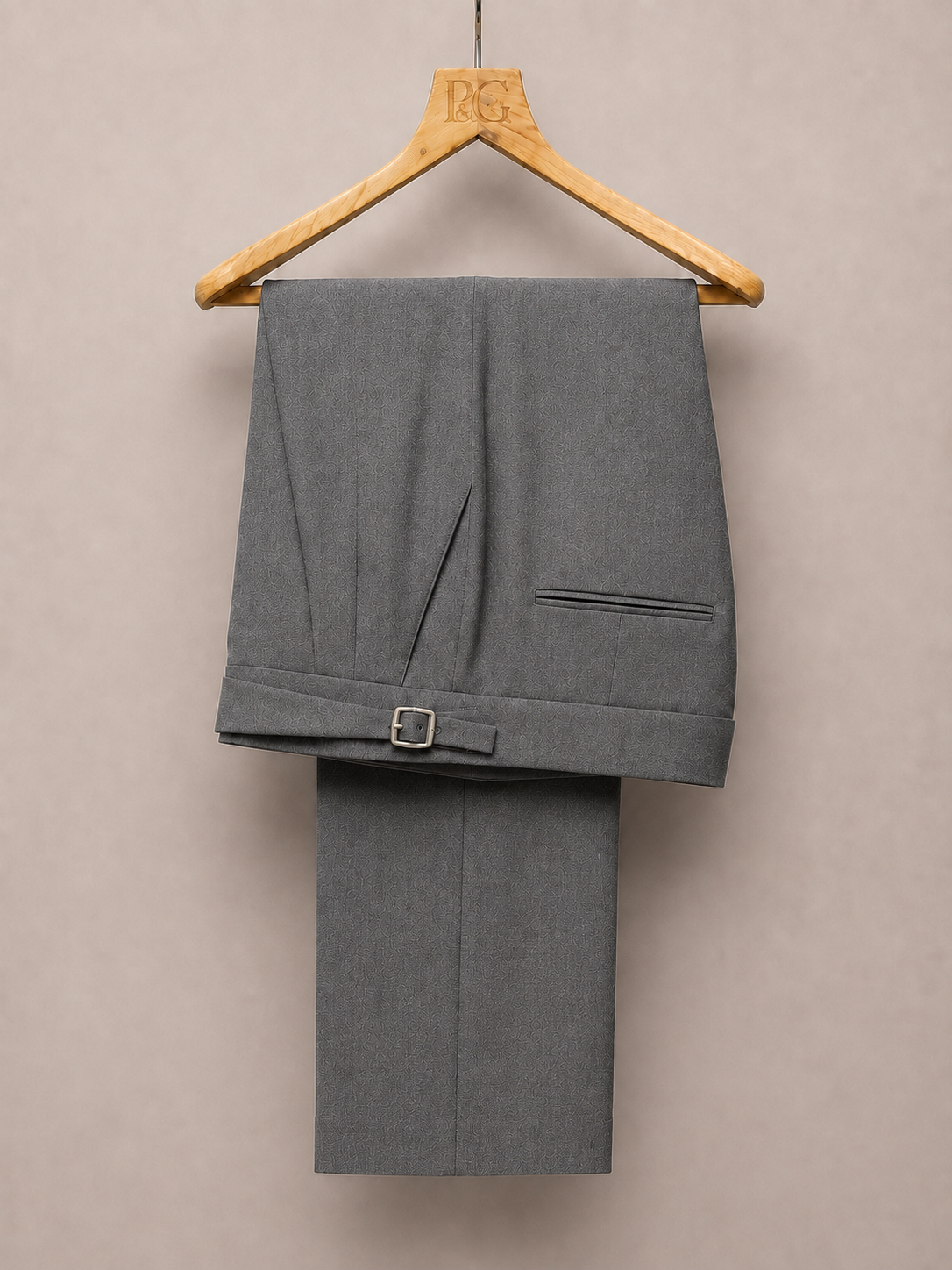 Steel Grey Double Buckle Gurkha Trousers