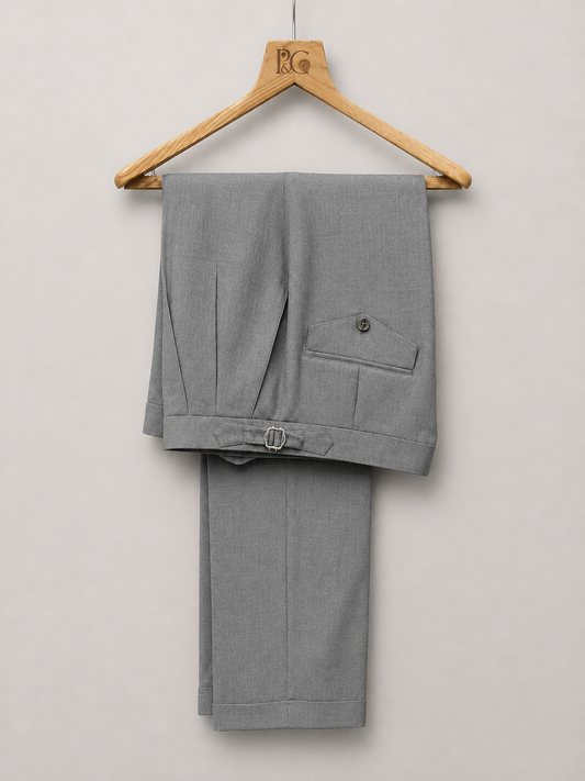 Grey Linen 2 Pleat Trousers