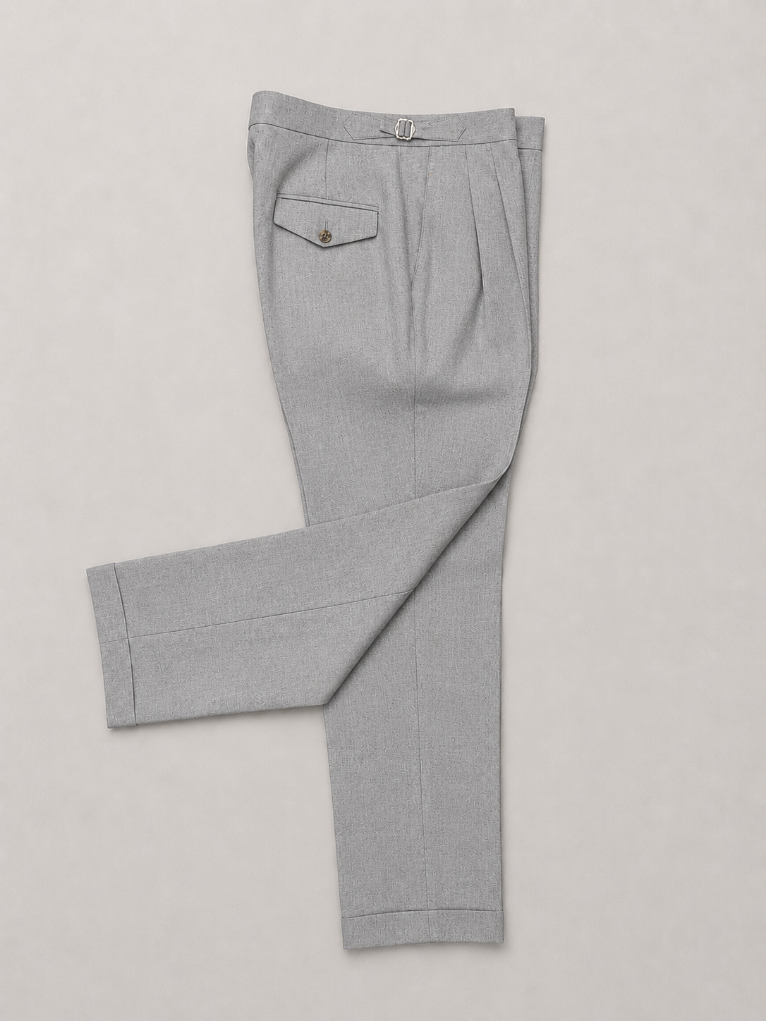 Grey Linen 2 Pleat Trousers