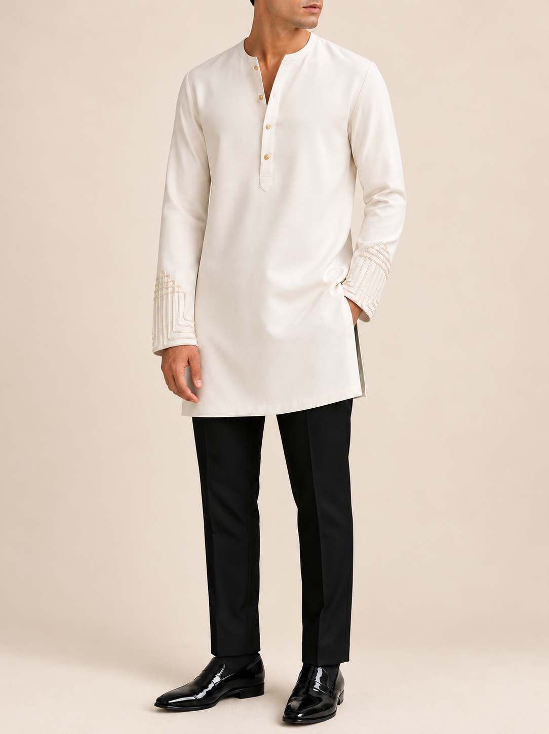 Ivory Tenzin Embroidered Kurta