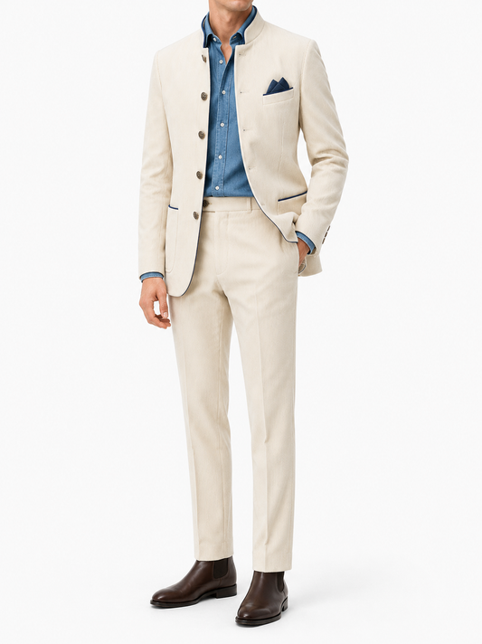 Ivory Corduroy Bandhgala