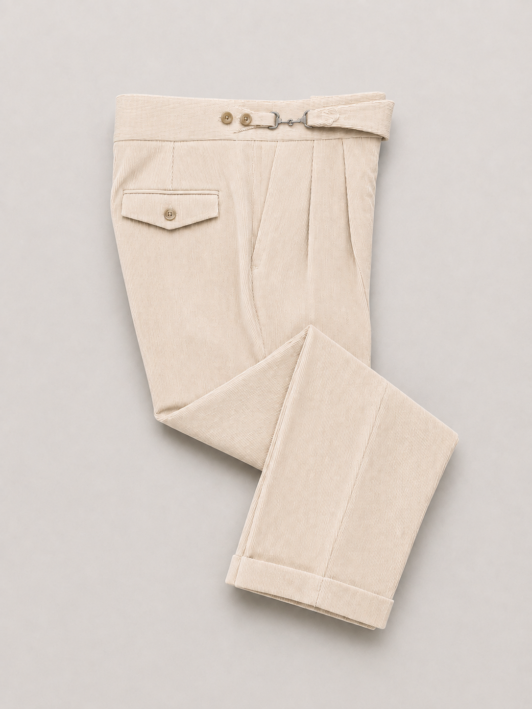 Ivory Fine-Wale Corduroy Gurkha Trousers