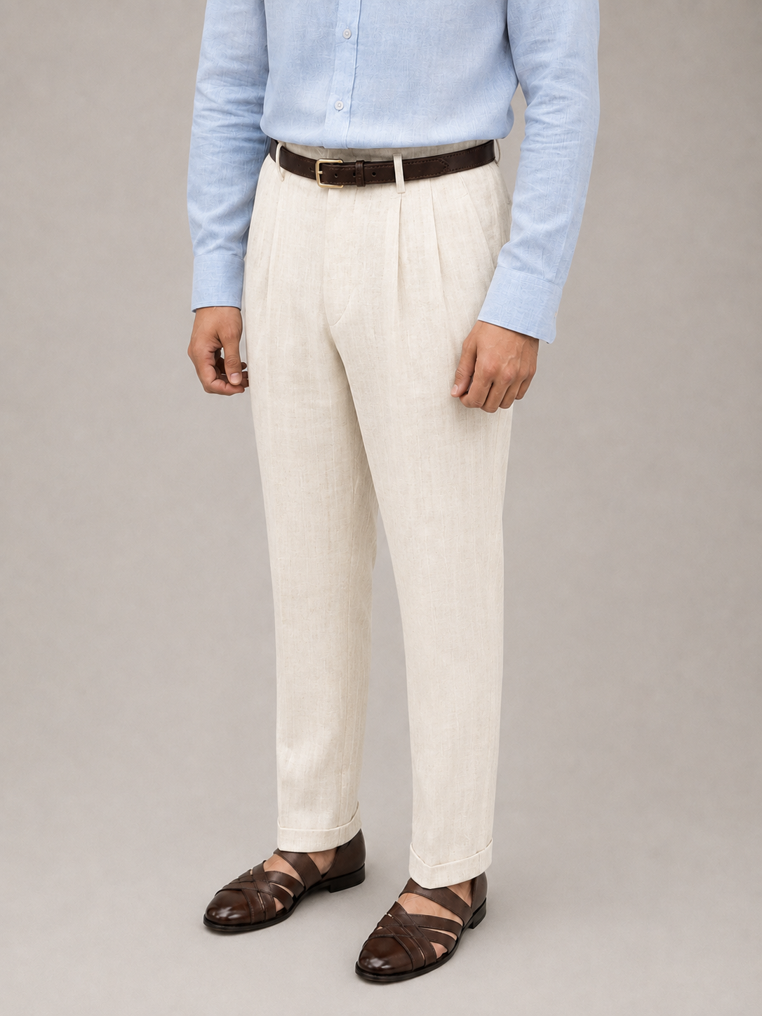 Ivory Hollywood Linen Trousers