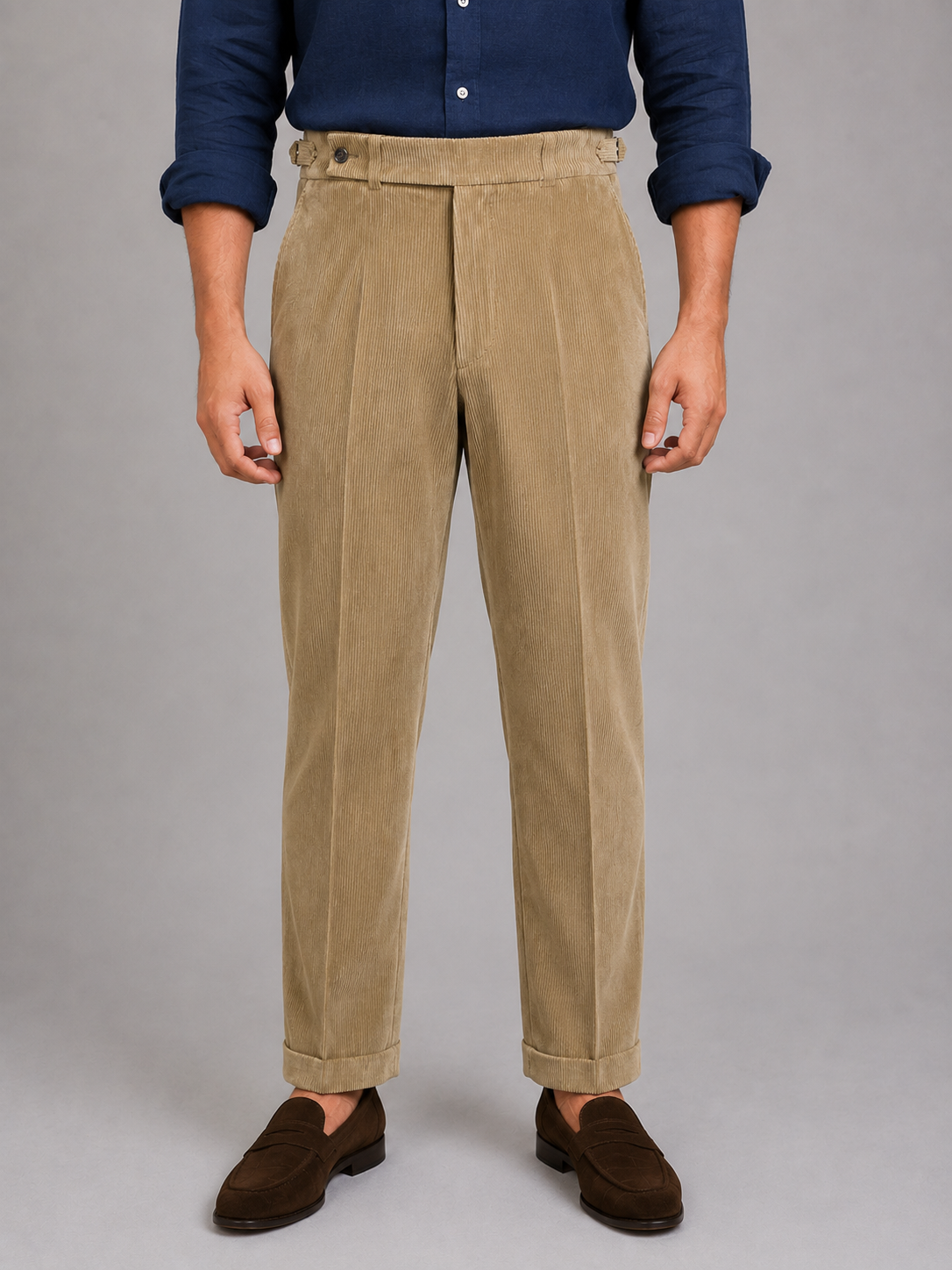 Camel Corduroy Gurkha Trousers
