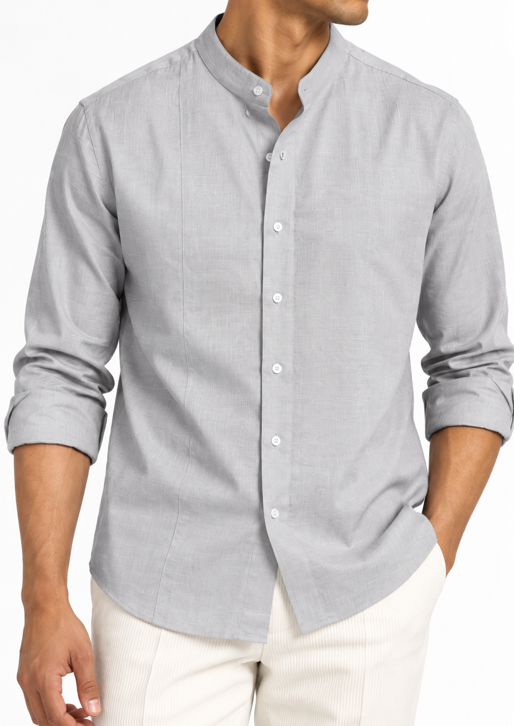 Light Grey 60 Lea Linen Shirt detail