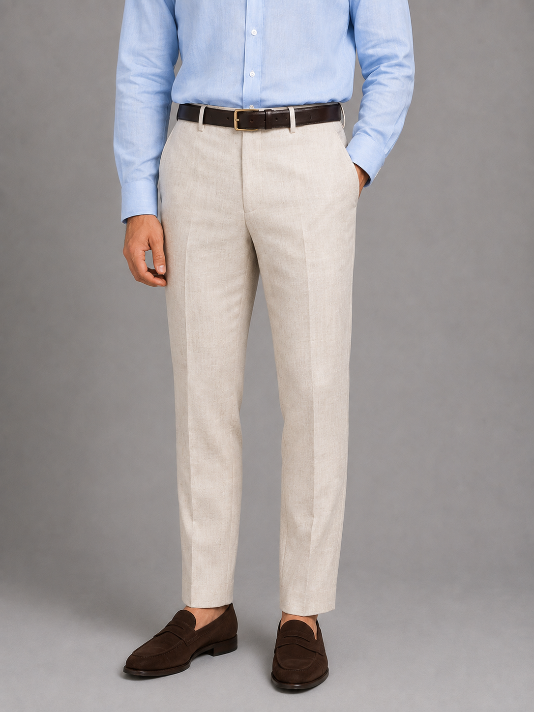 Ivory Linen Tailored Trouser