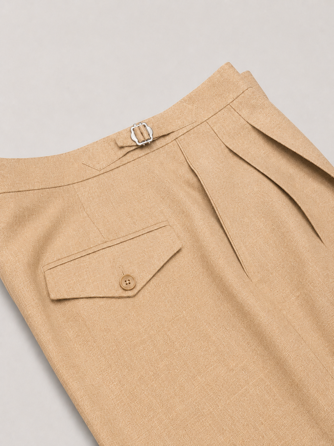 Light Camel Linen 2 Pleat Trousers