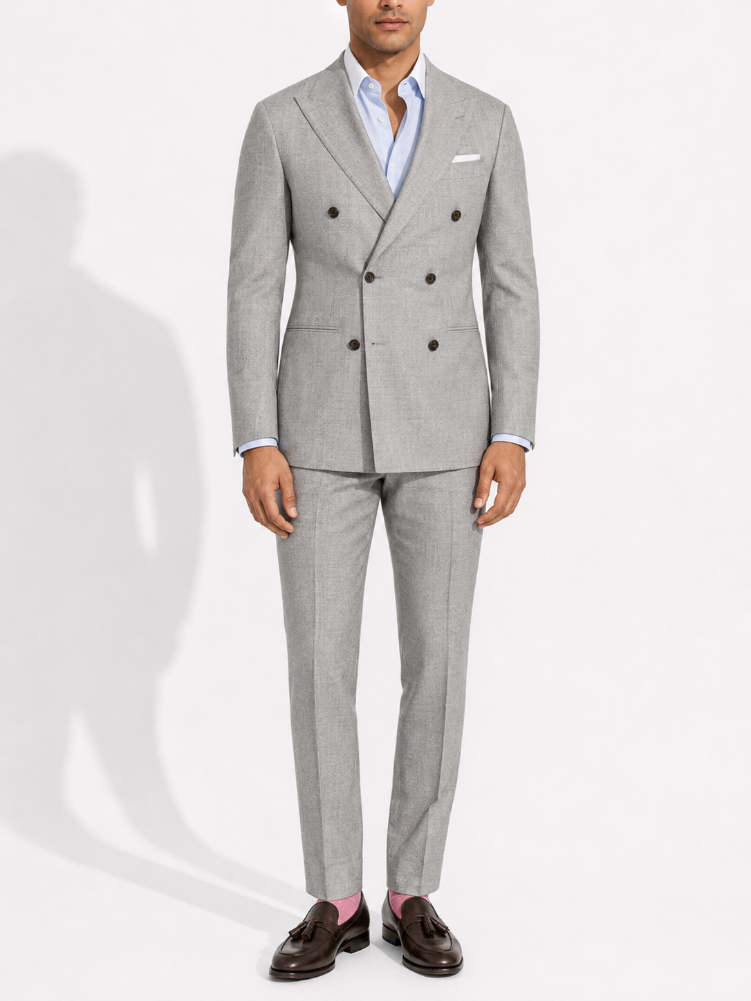 Light Grey Double-Breasted Blazer