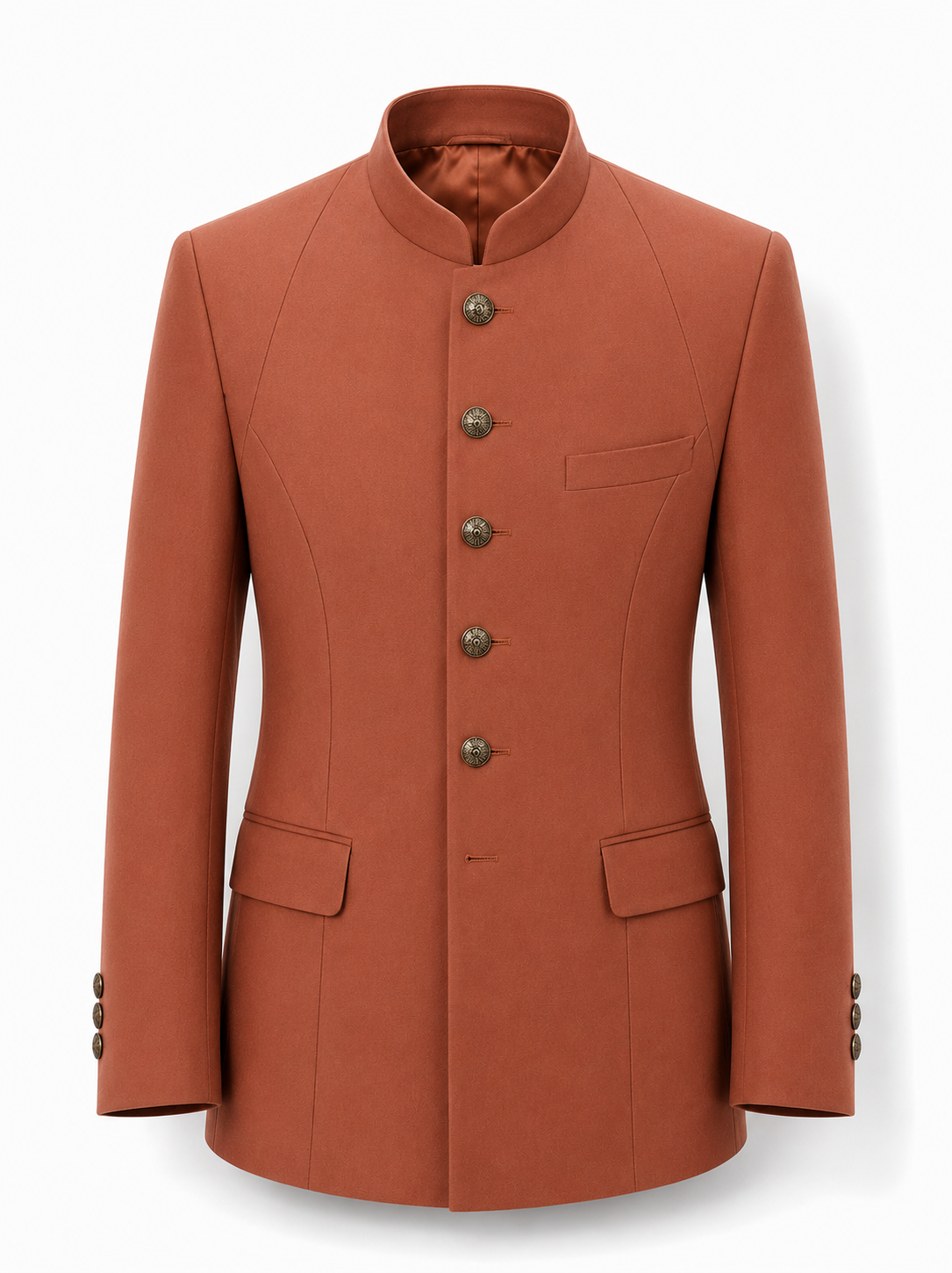 Burnt Terracotta Premium Wool Bandhgala