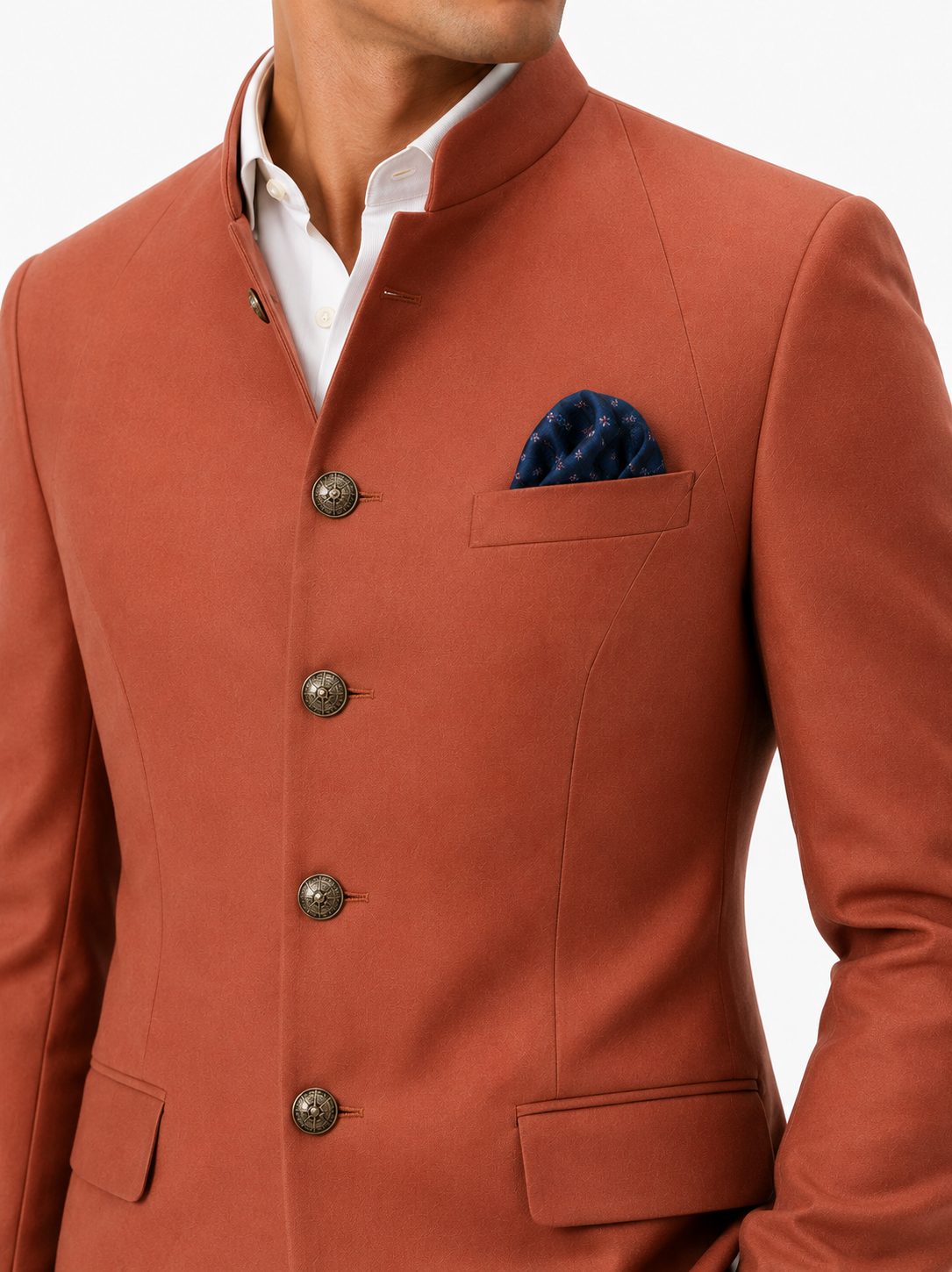 Burnt Terracotta Premium Wool Bandhgala