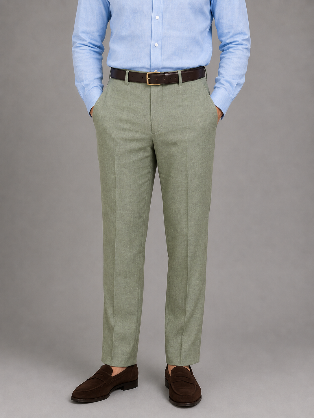 Sage Green Linen Tailored Trouser