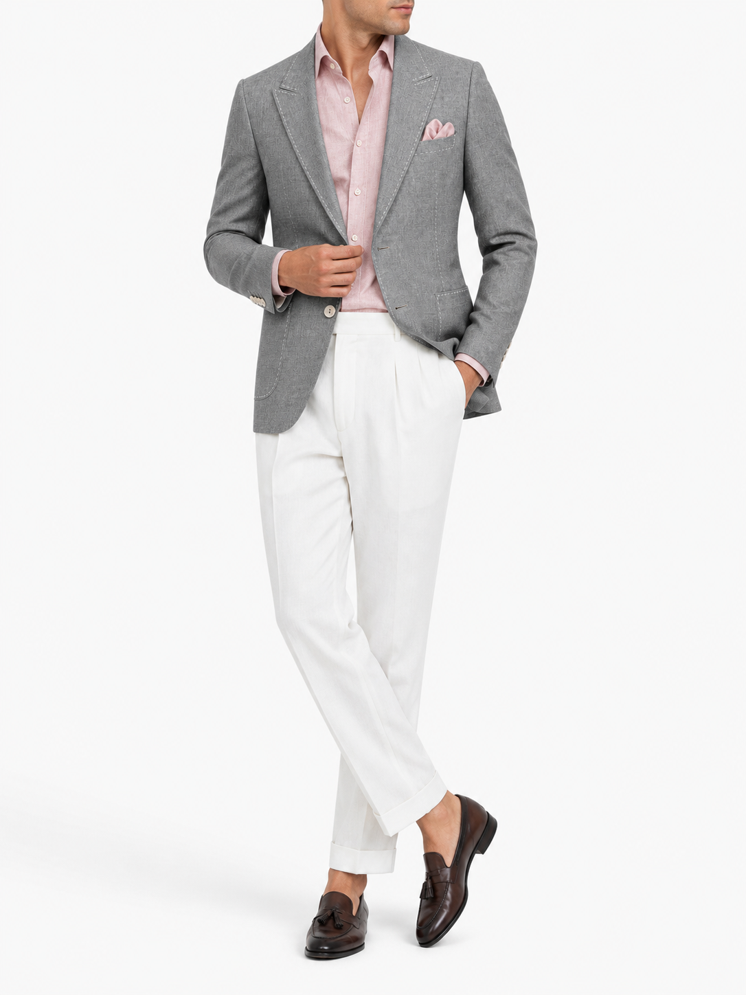 Ash Grey Unlined Linen Blazer