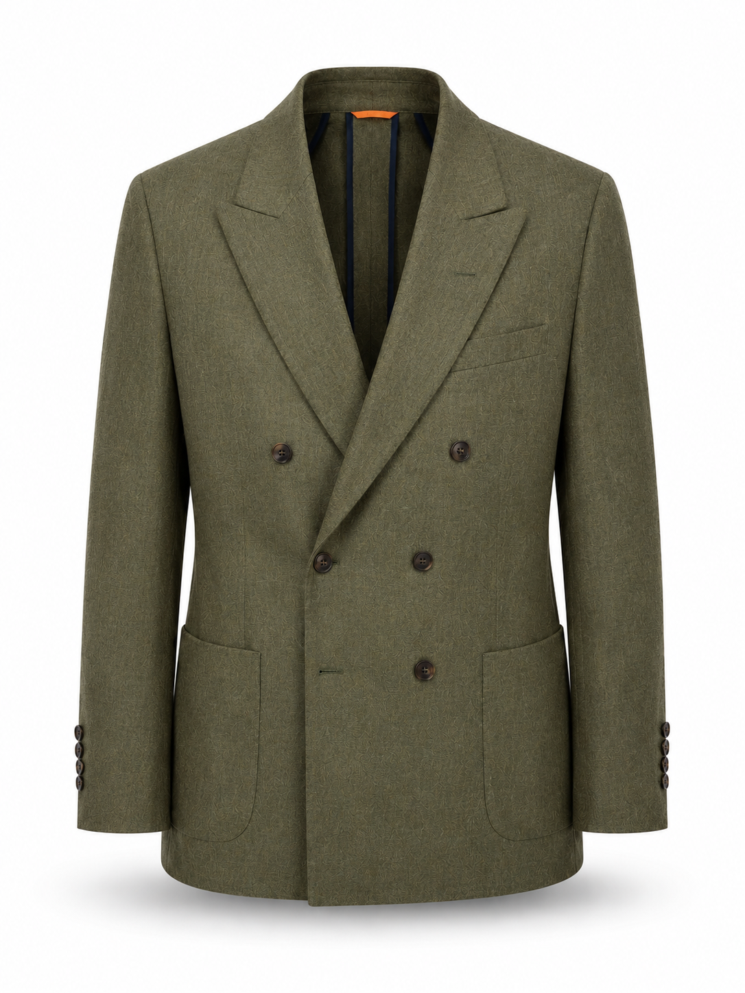 Olive Grove Double-Breasted Linen Blazer