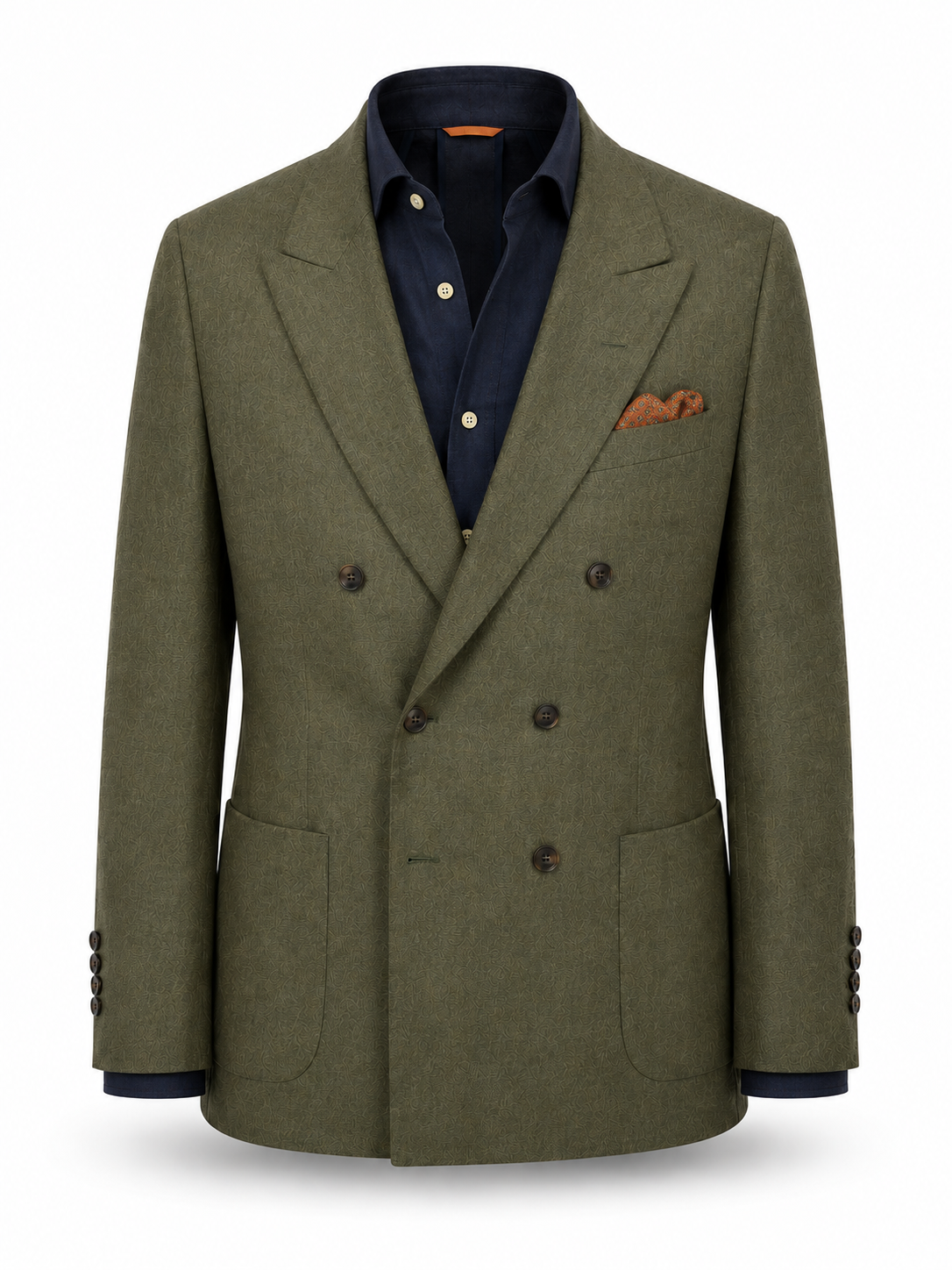 Olive Grove Double-Breasted Linen Blazer