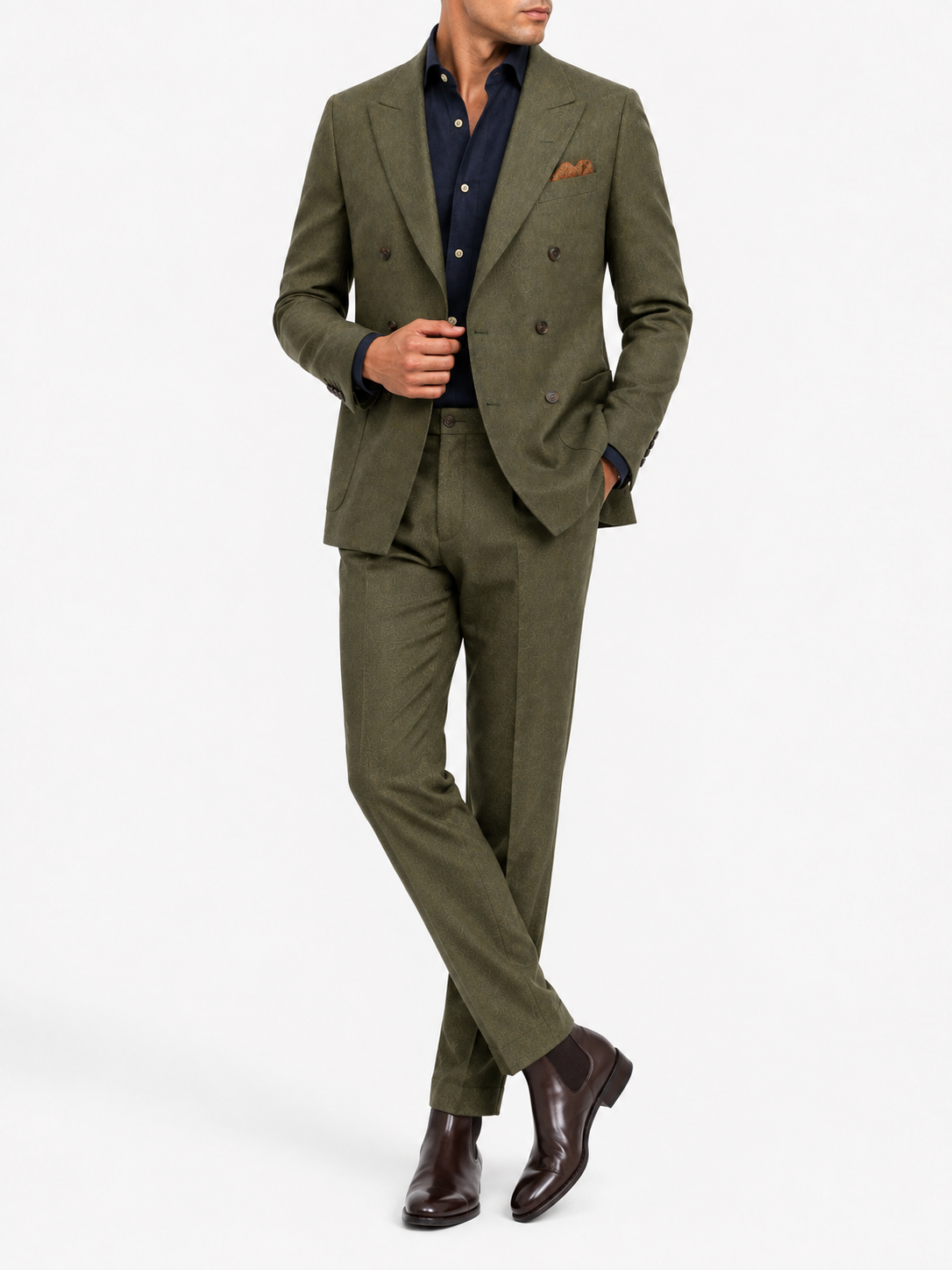 Olive Grove Double-Breasted Linen Blazer