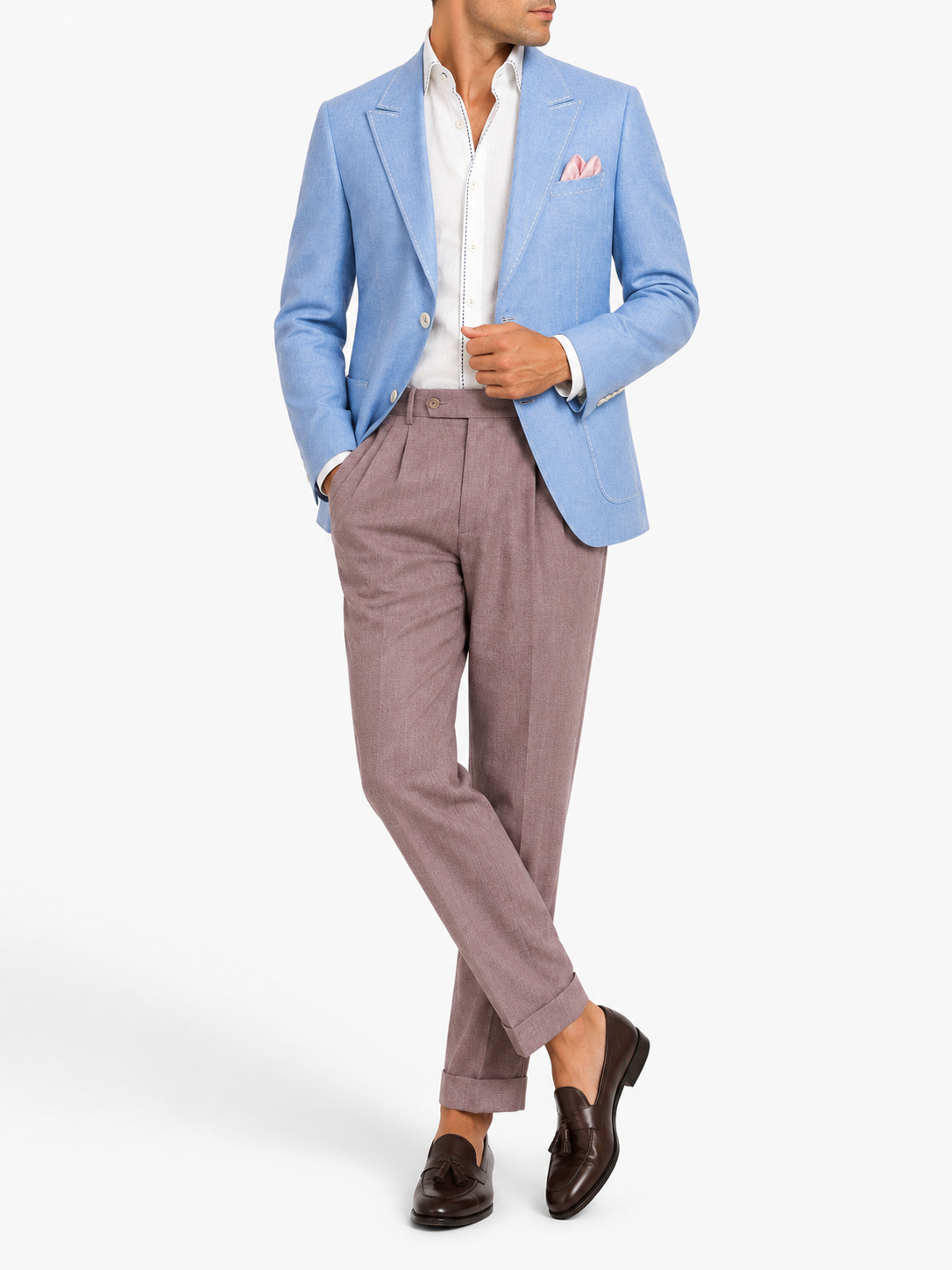 Azure Blue Unlined Linen Blazer