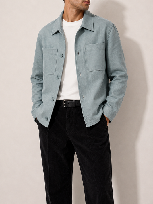 Slate Blue Linen Shacket