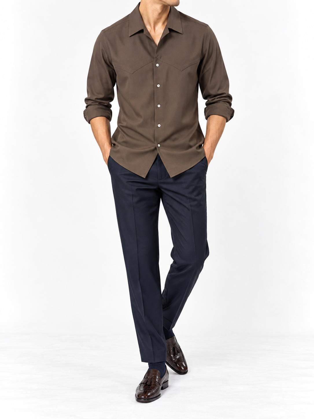 Mocha Brown Western Tenzin Shirt