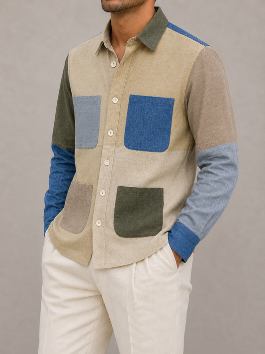 Nomad Linen Color Block Overshirt