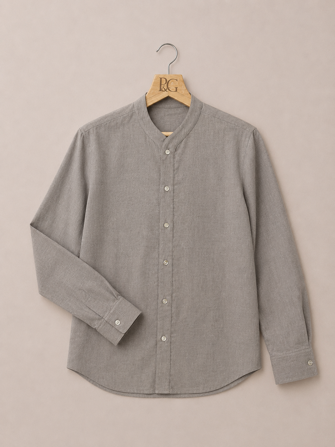 Natural Stone Linen Blend V-Neck Shirt