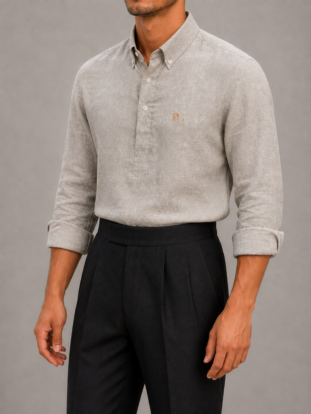 Natural Linen Half-Placket Shirt