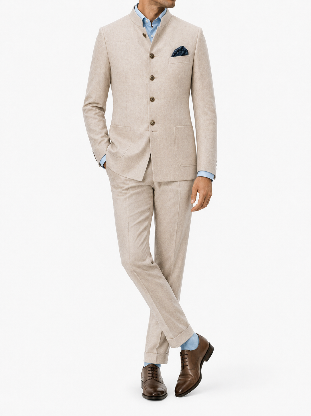 Ivory Sand Pure Linen Bandhgala