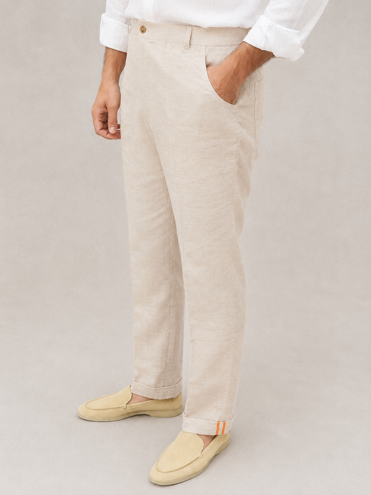 Light Beige Cotton Blend Lounge Trousers