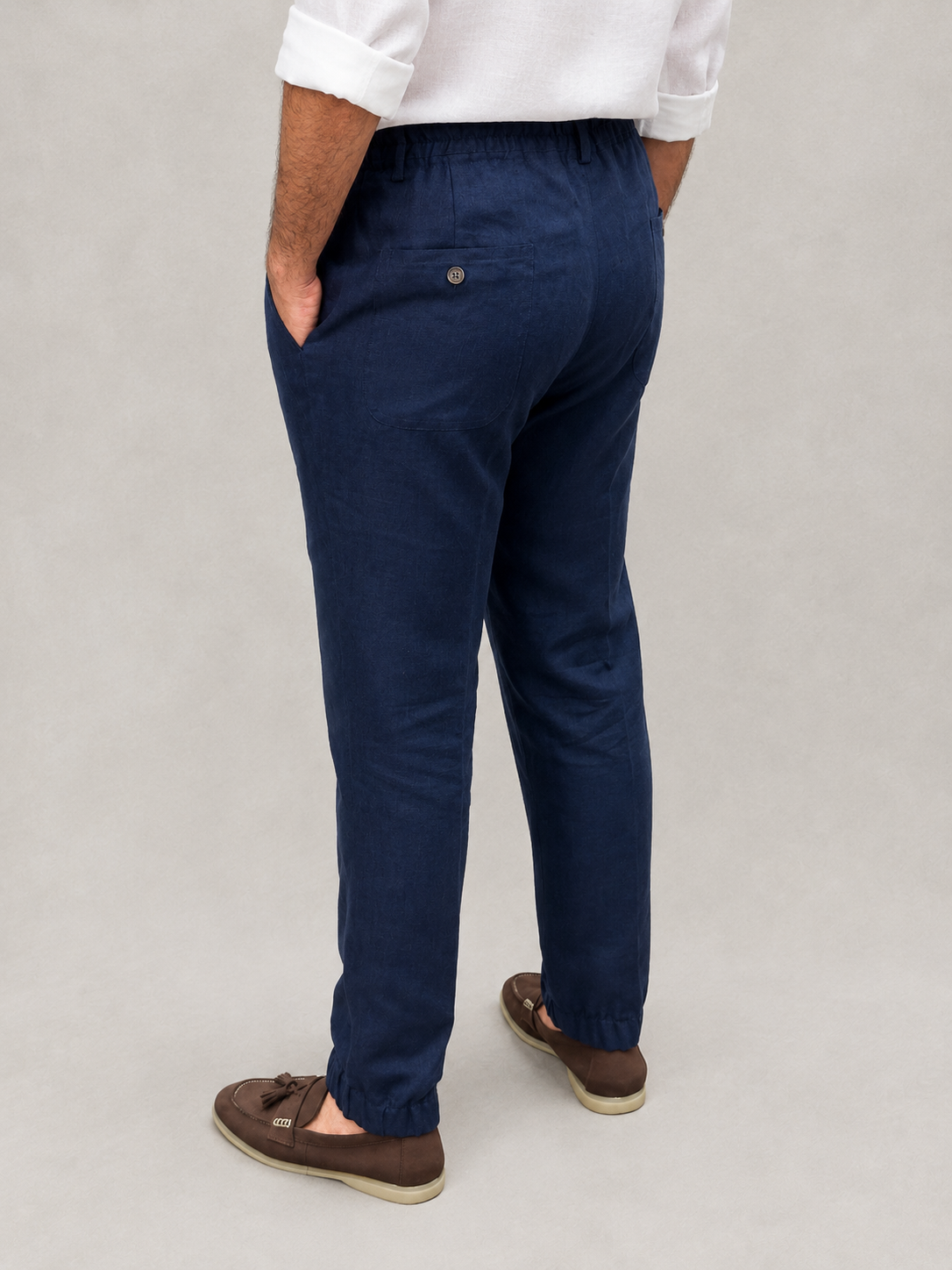Midnight Navy Linen Lounge Jogger Trousers