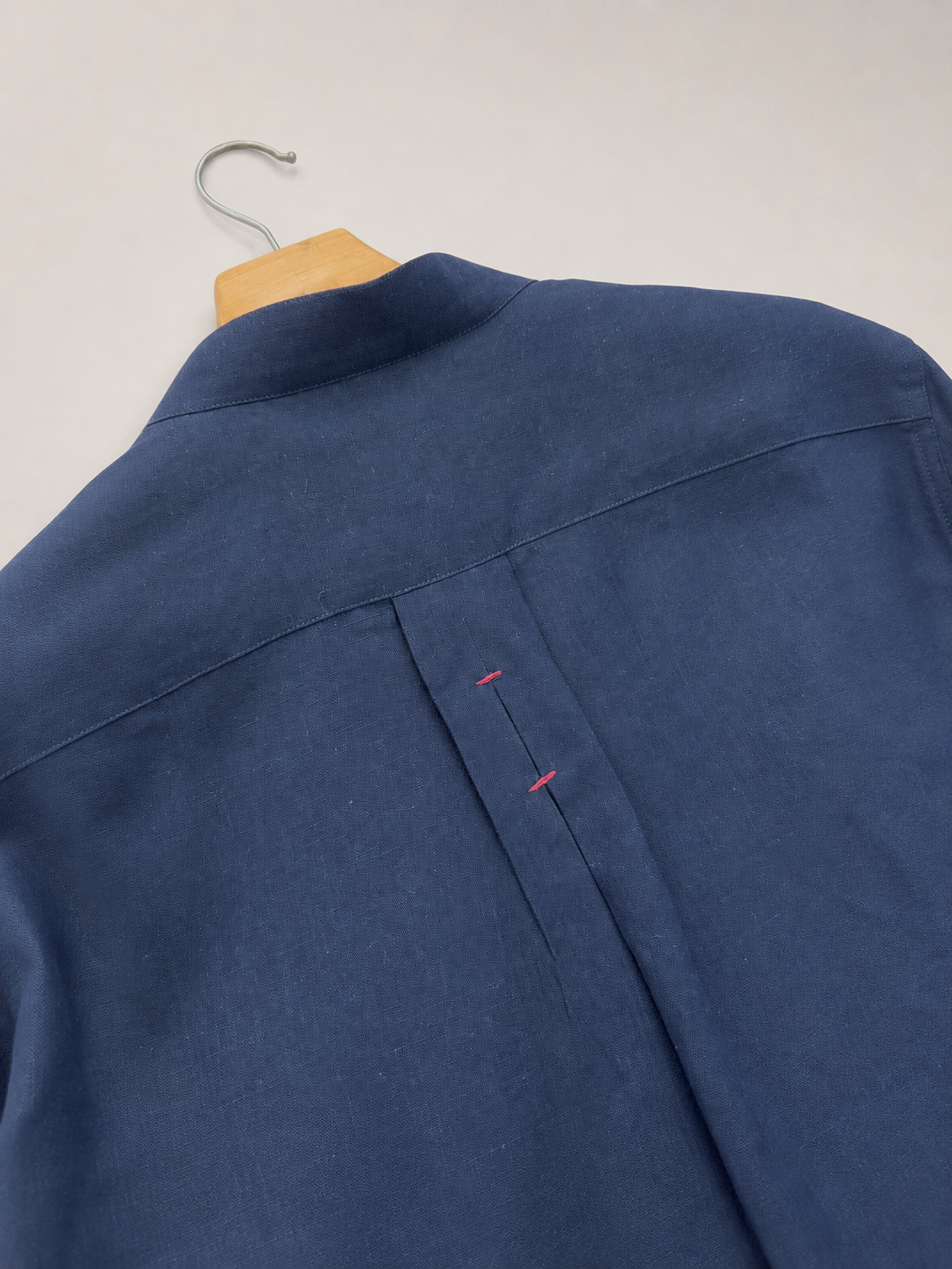 Midnight Blue Linen Blend Mandarin Shirt