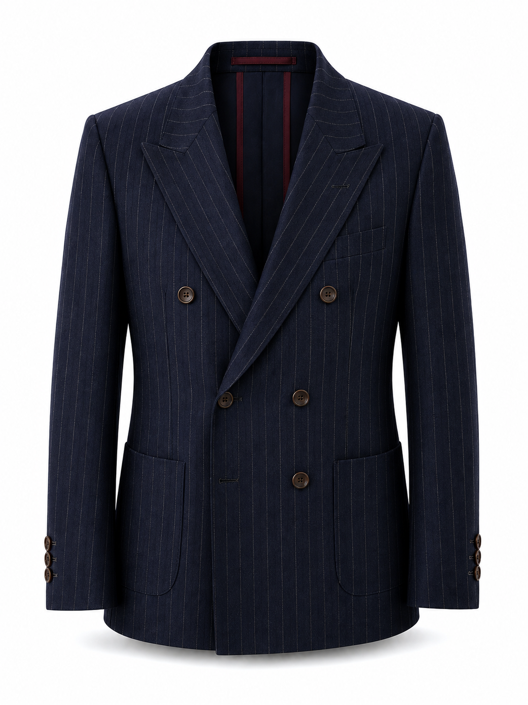 Midnight Navy Pinstripe Double-Breasted Blazer