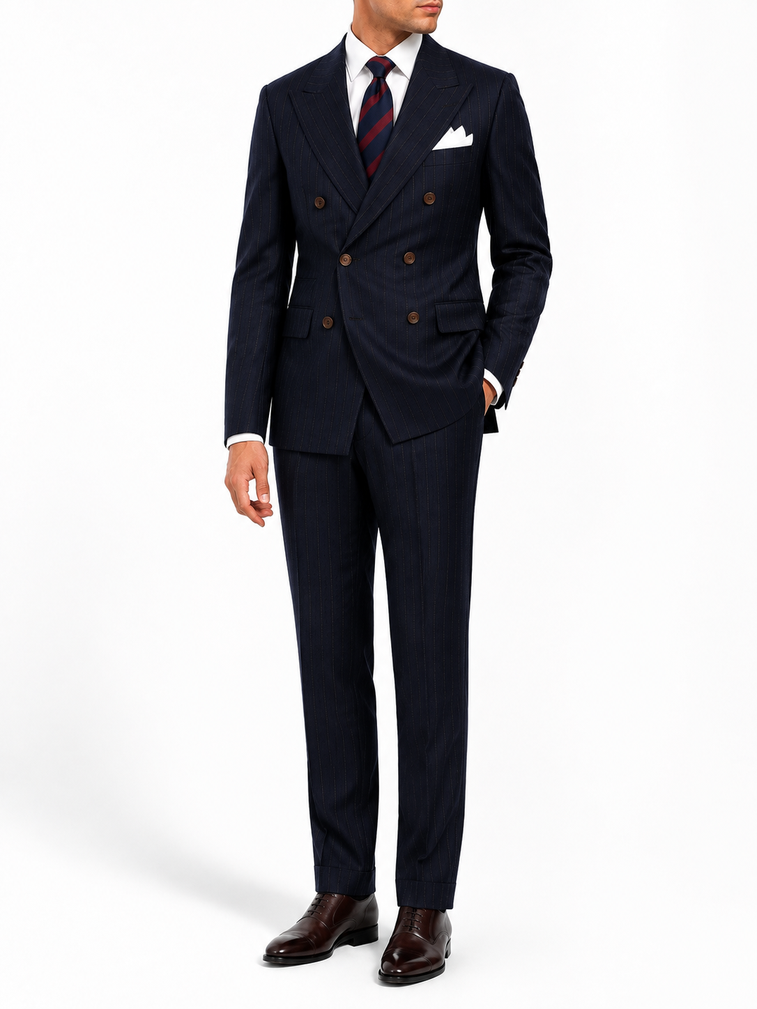 Midnight Navy Pinstripe Double-Breasted Blazer