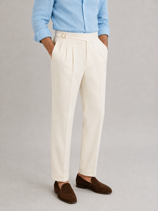 Ivory Double Buckle Gurkha Trousers