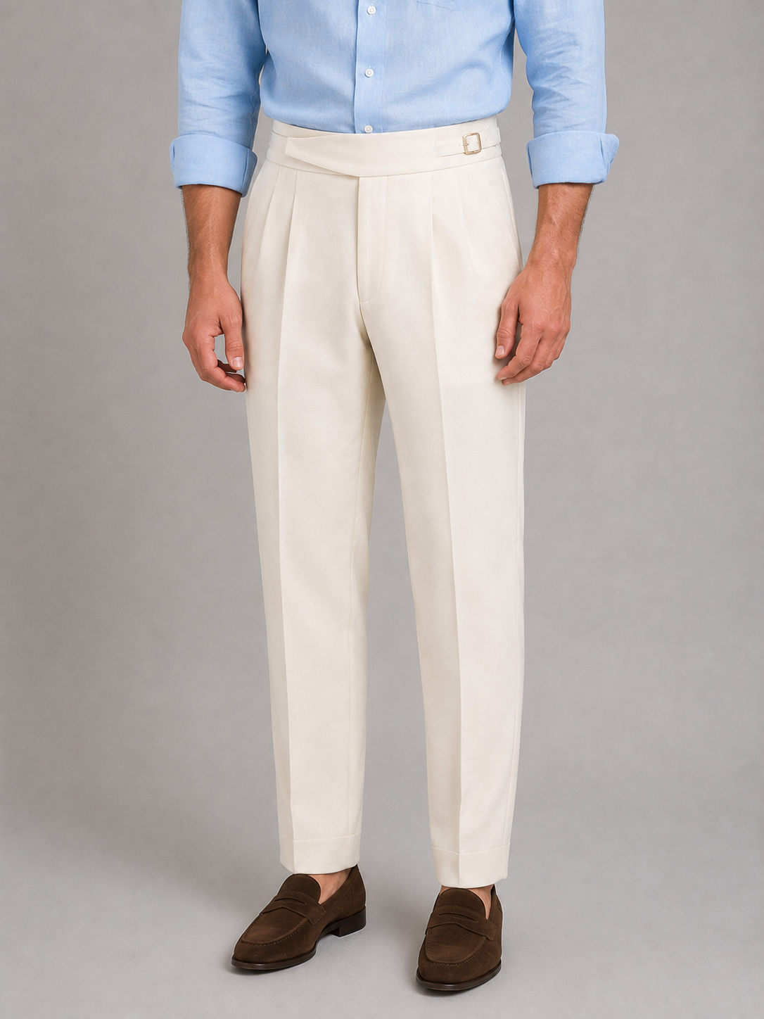 Ivory Double Buckle Gurkha Trousers