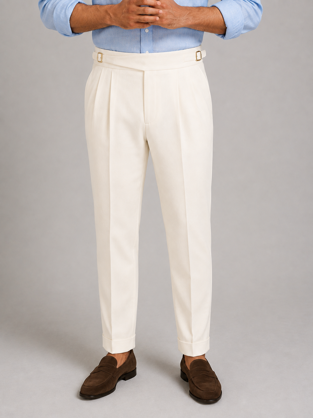 Ivory Double Buckle Gurkha Trousers