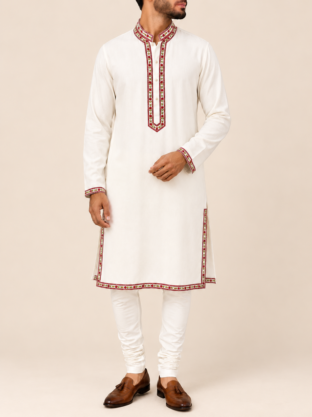 Ivory Heritage Embroidered Kurta