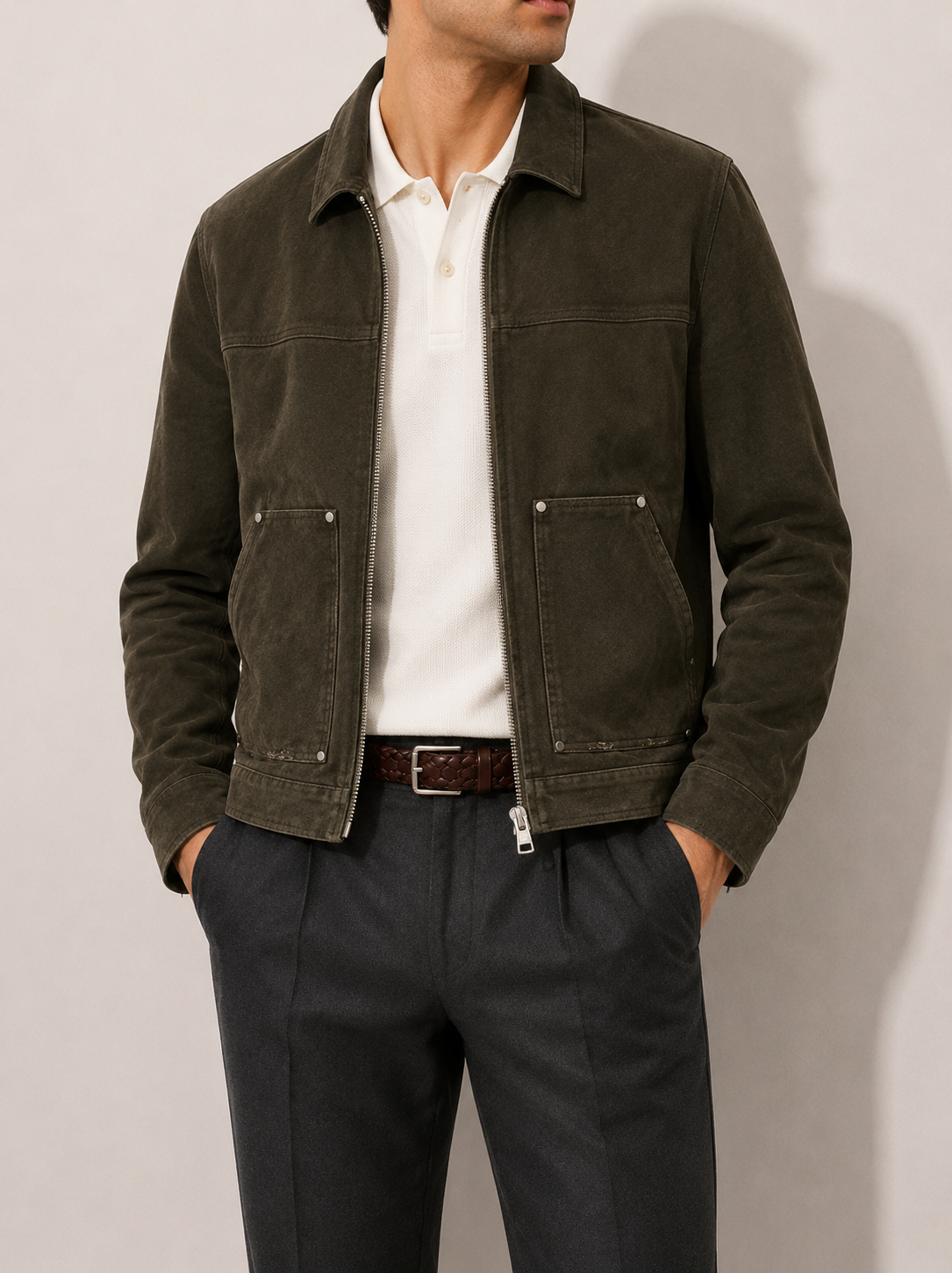 Dark Olive Suede Shacket