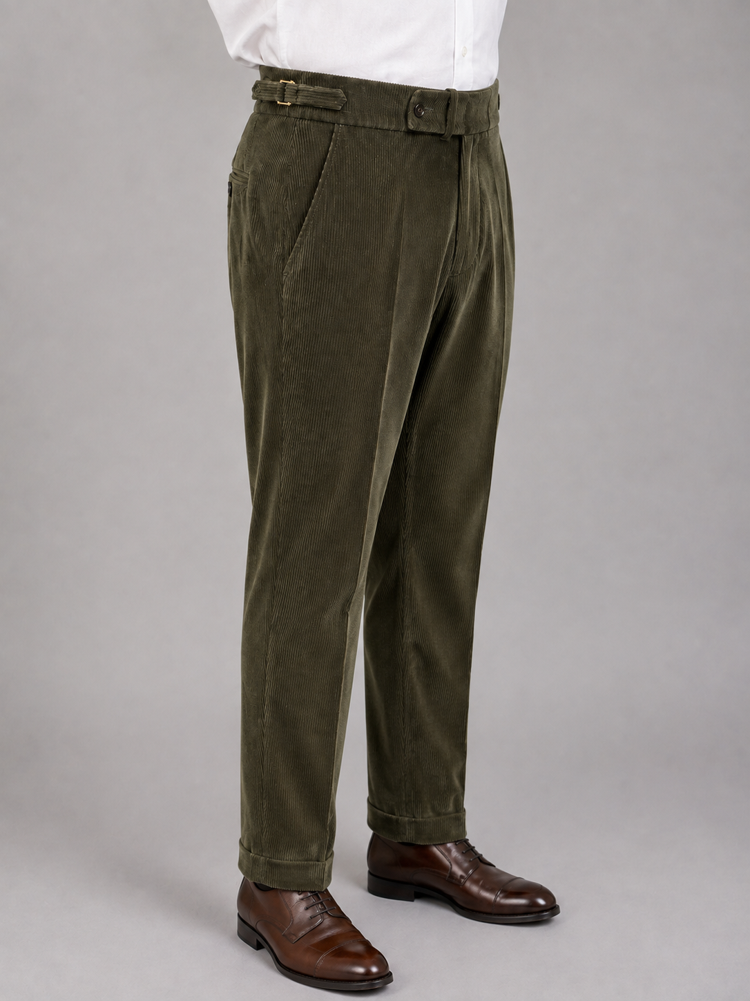 Olive Green Corduroy Gurkha Trousers