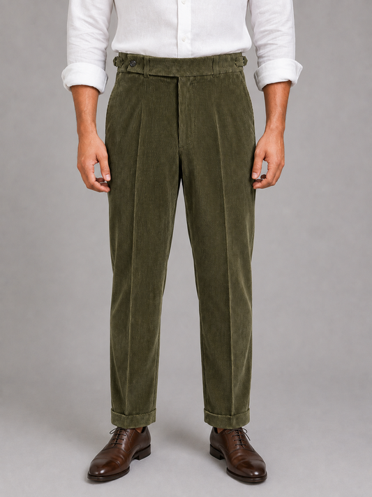 Olive Green Corduroy Gurkha Trousers