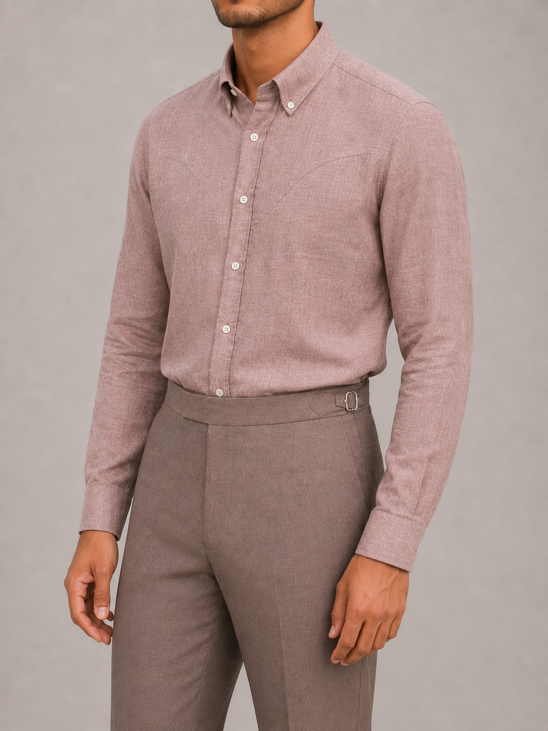Dusty Pink Linen Western Yoke Shirt