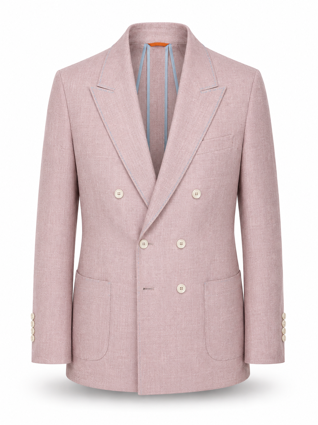Rose Blush Pure Linen Double-Breasted Blazer