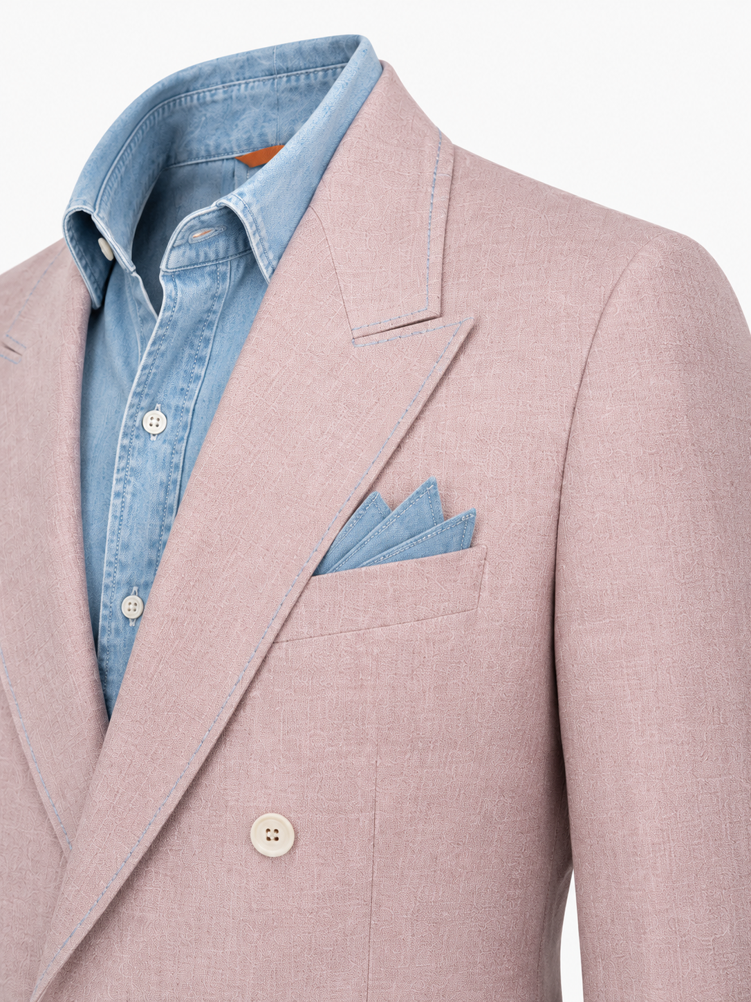 Rose Blush Pure Linen Double-Breasted Blazer