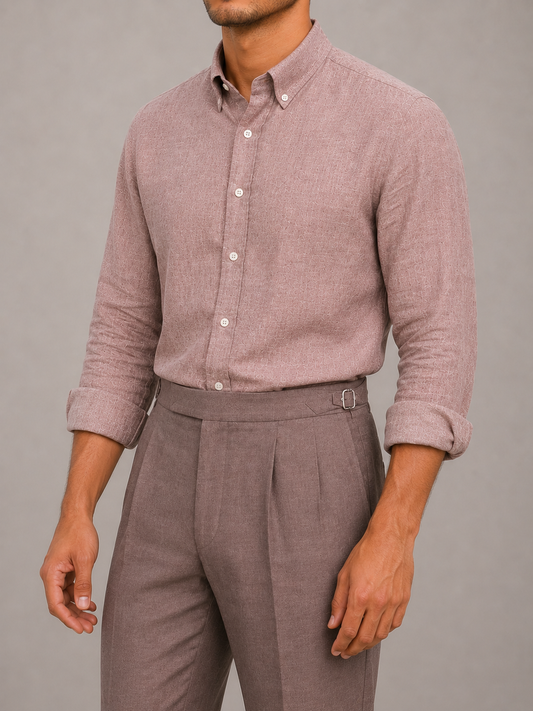 Dusty Pink Linen Western Yoke Shirt