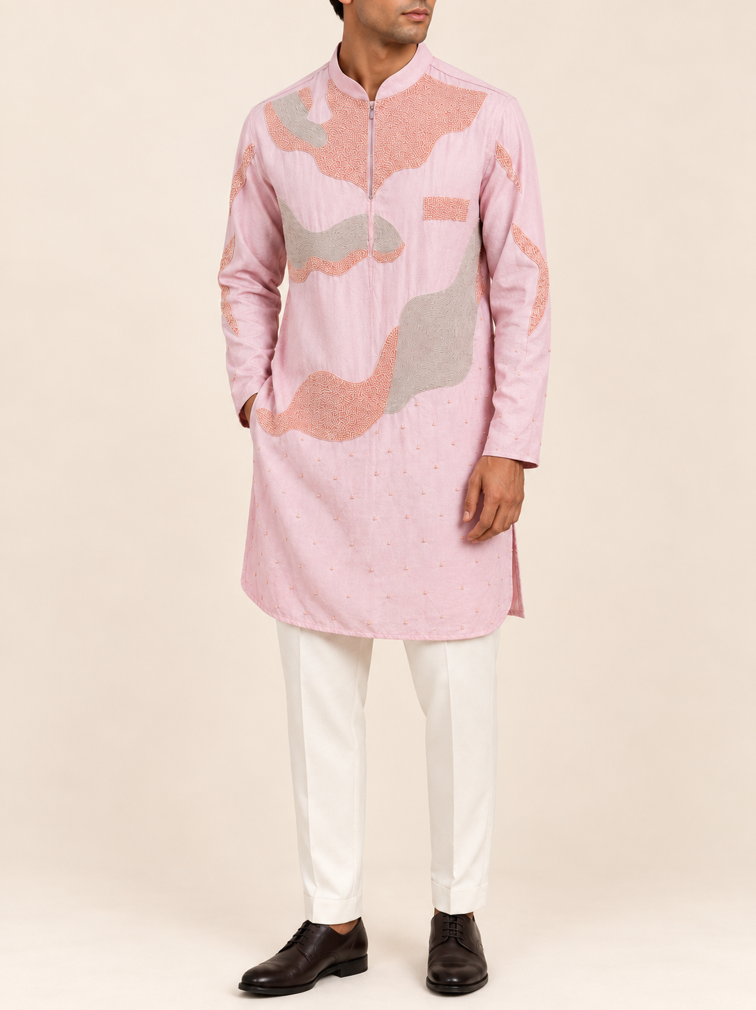 Blush Silk Embellished Kurta