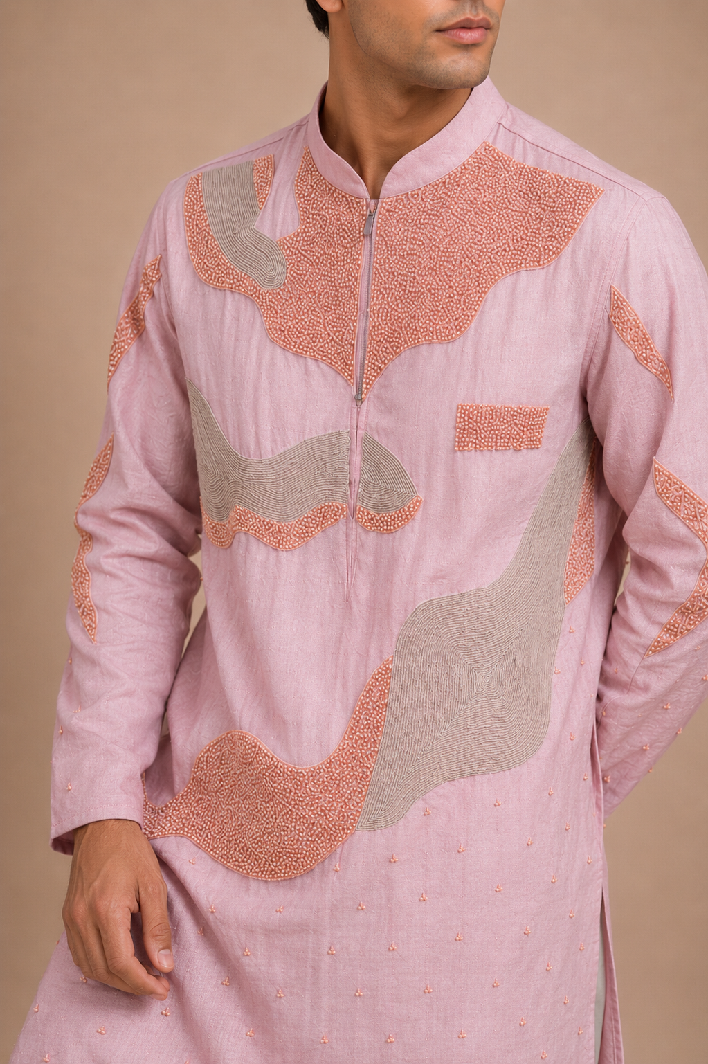 Blush Silk Embellished Kurta