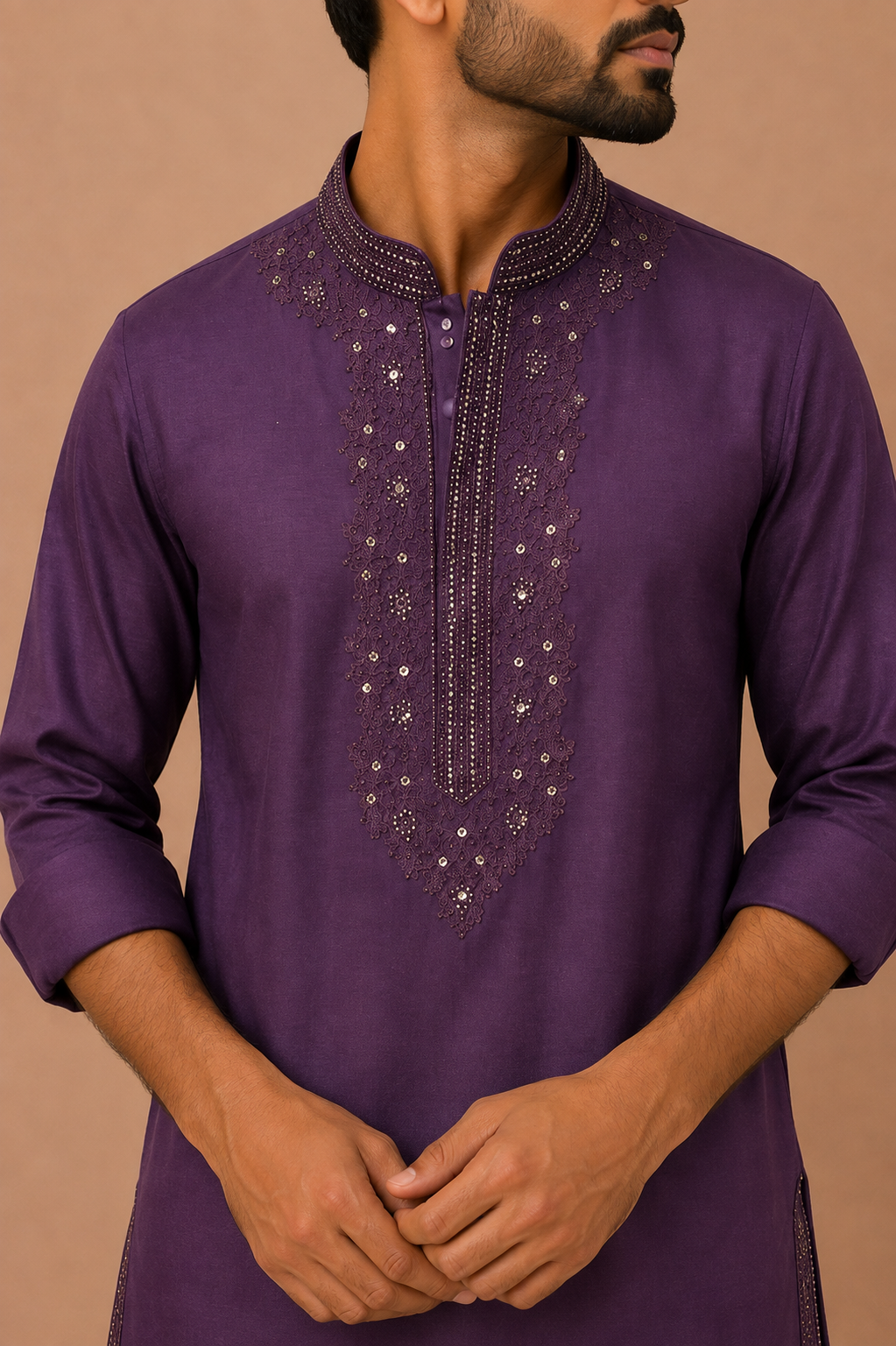 Royal Plum Embroidered Kurta