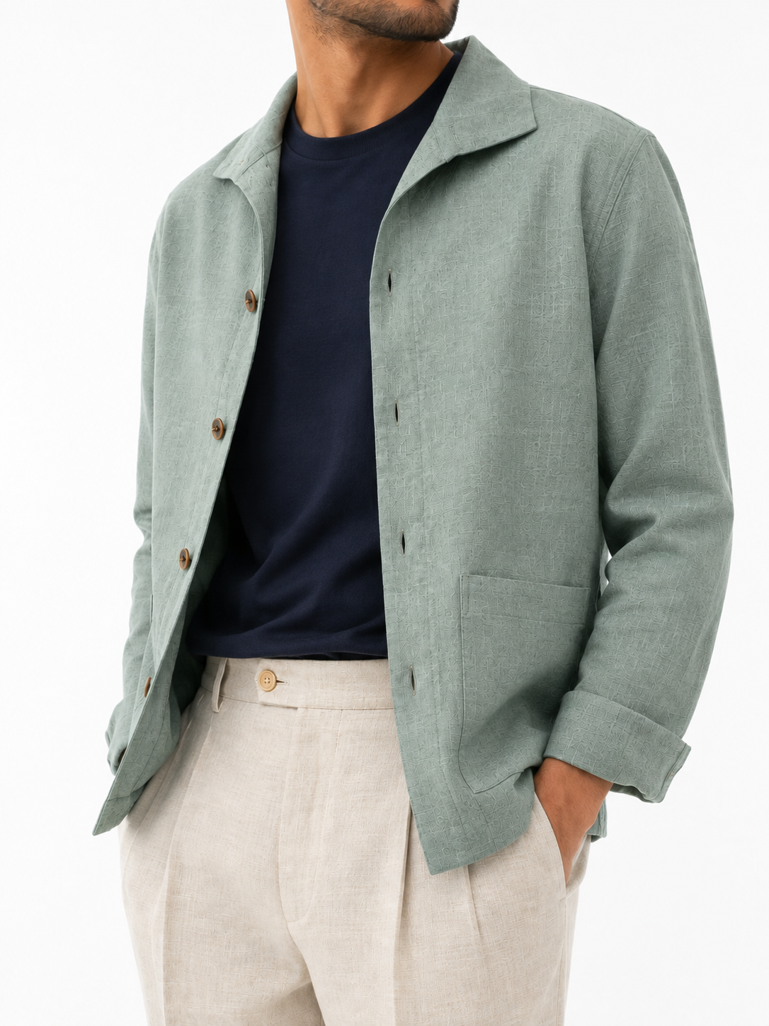 Light Sage Green Linen Shacket