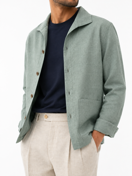Light Sage Green Linen Shacket